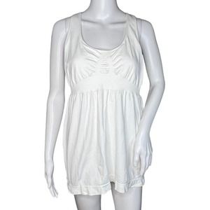 Athleta Tank Top Womens‎ Large White Racerback Empire Waist Workout Athleisure